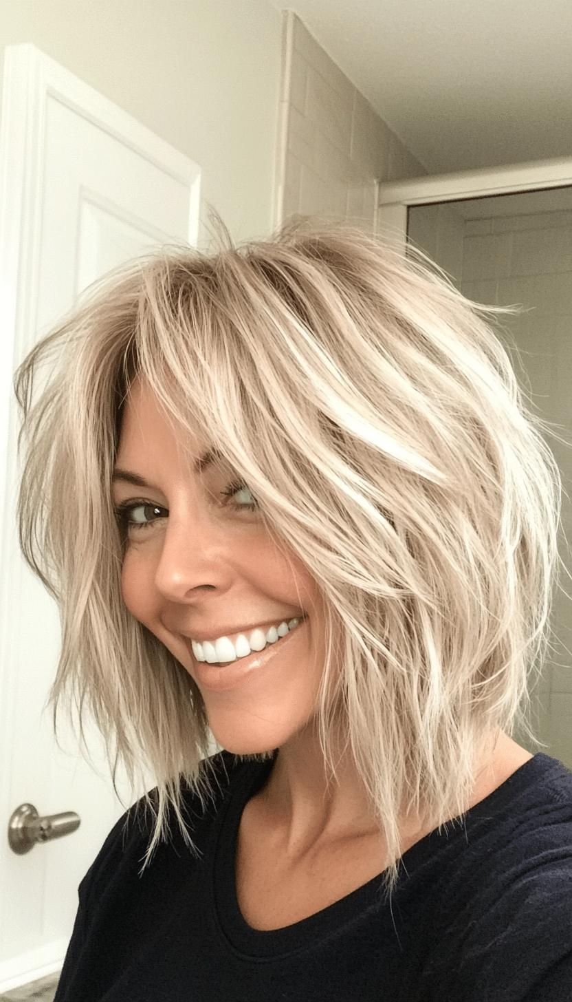 23. Sandy Blonde Wispy Shag (Shaggy Bob Hairstyles For Fine Hair) - Shaggy Bob Hairstyles For Fine Hair