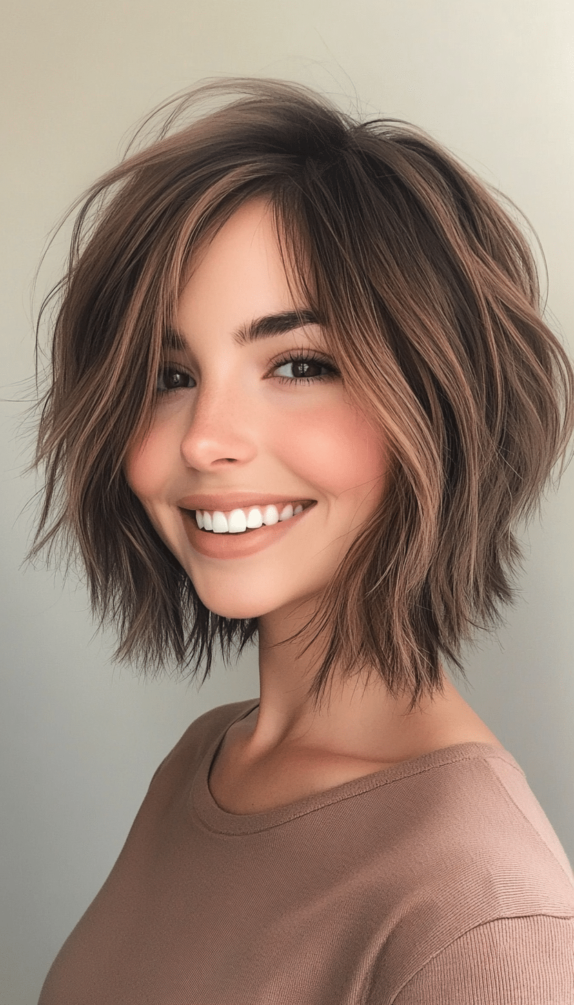 27. Smoky Taupe Edgy Shag (Shaggy Bob Hairstyles For Fine Hair) - Shaggy Bob Hairstyles For Fine Hair