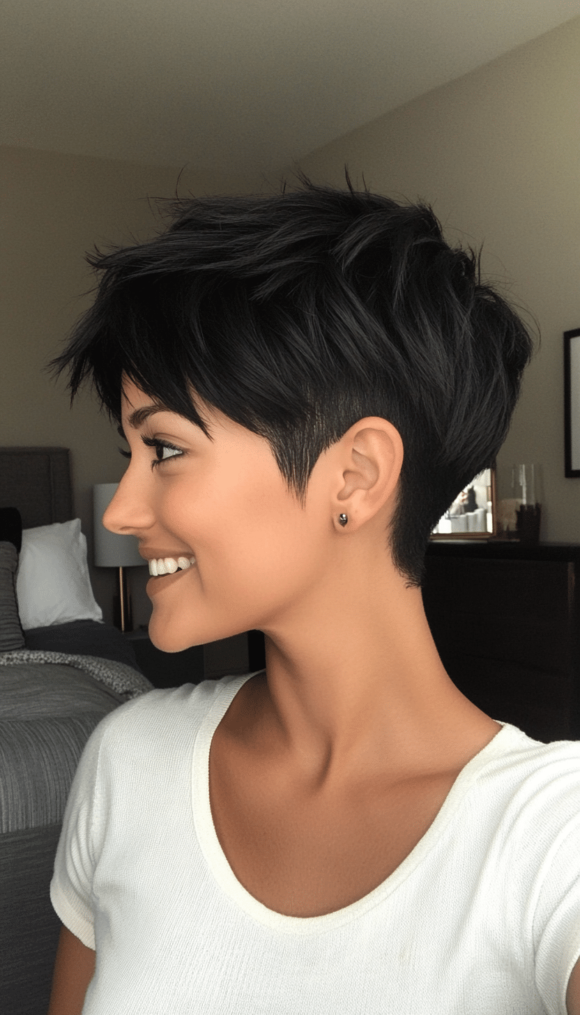 3. Choppy Black Undercut Pixie (Undercut Pixie Hairstyles) - Undercut Pixie Hairstyles