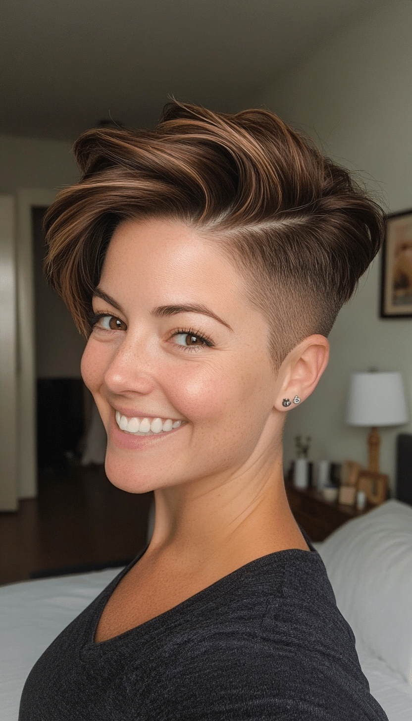 15. Espresso Balayage Pixie with Low Undercut (Undercut Pixie Hairstyles) - Undercut Pixie Hairstyles