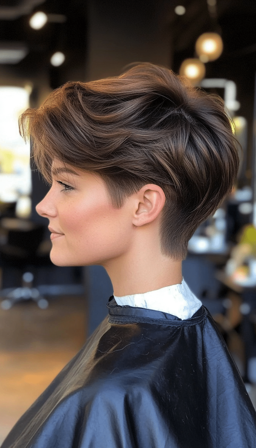 17. Dark Ash Brown Undercut Pixie with Textured Ends (Undercut Pixie Hairstyles) - Undercut Pixie Hairstyles