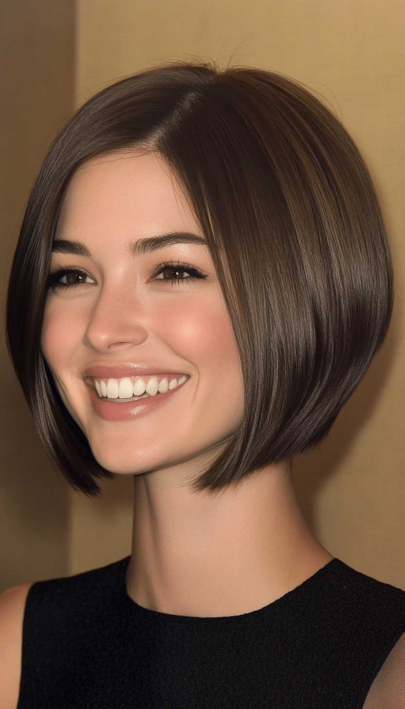 1. Classic Blunt Bob with Deep Brown (Short Haircuts For Women With Straight Hair) - Short Haircuts For Women With Straight Hair