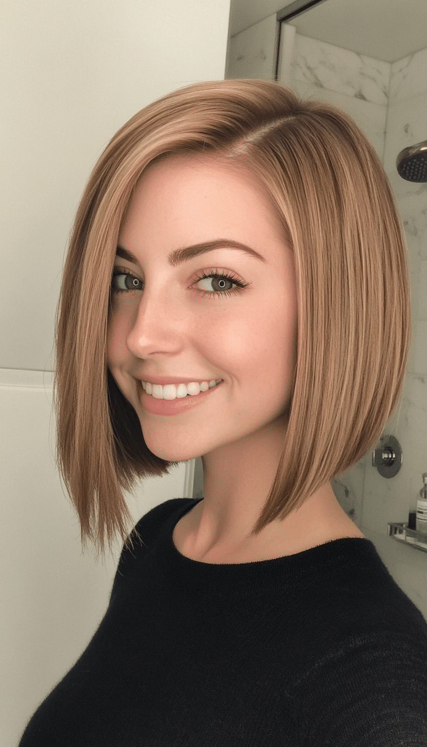 7. French Bob with Light Golden Brown (Short Haircuts For Women With Straight Hair) - Short Haircuts For Women With Straight Hair