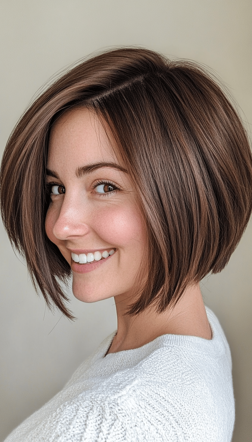 9. Feathered Bob with Dark Mocha Brown (Short Haircuts For Women With Straight Hair) - Short Haircuts For Women With Straight Hair