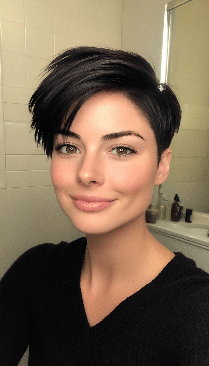 10. Asymmetrical Pixie with Jet Black (Short Haircuts For Women With Straight Hair) - Short Haircuts For Women With Straight Hair