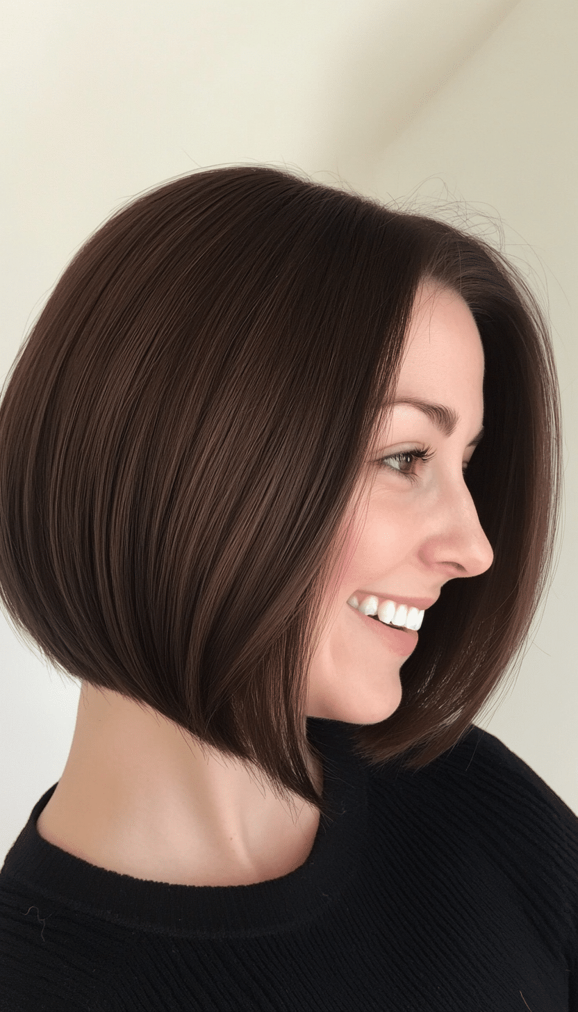 11. Rounded Bob with Dark Chocolate Brown (Short Haircuts For Women With Straight Hair) - Short Haircuts For Women With Straight Hair