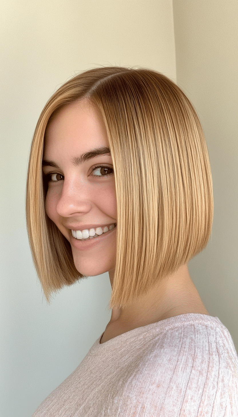 13. Sleek Chin-Length Bob with Medium Golden Blonde (Short Haircuts For Women With Straight Hair) - Short Haircuts For Women With Straight Hair