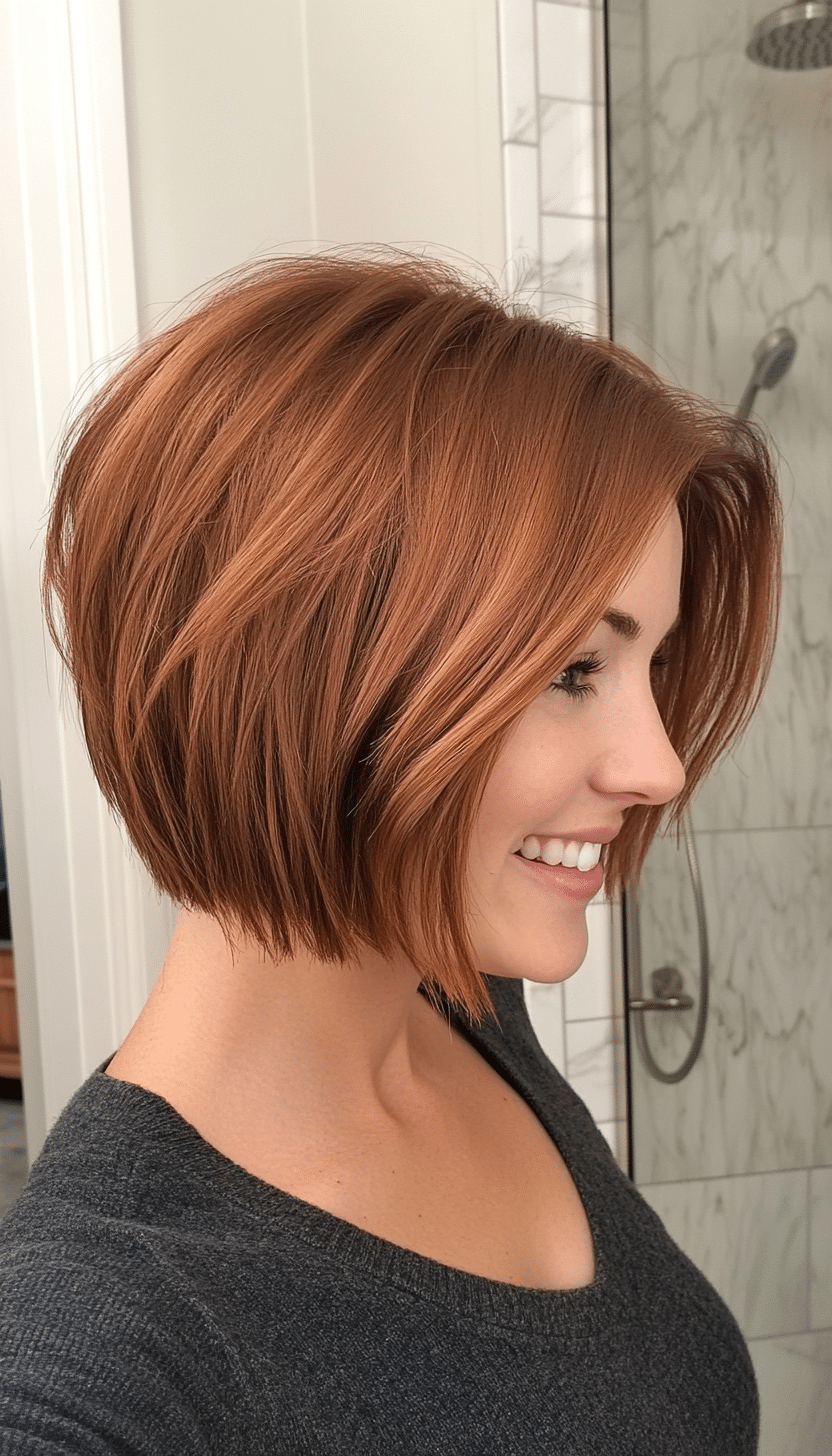 15. Choppy Bob with Copper Brown (Short Haircuts For Women With Straight Hair) - Short Haircuts For Women With Straight Hair