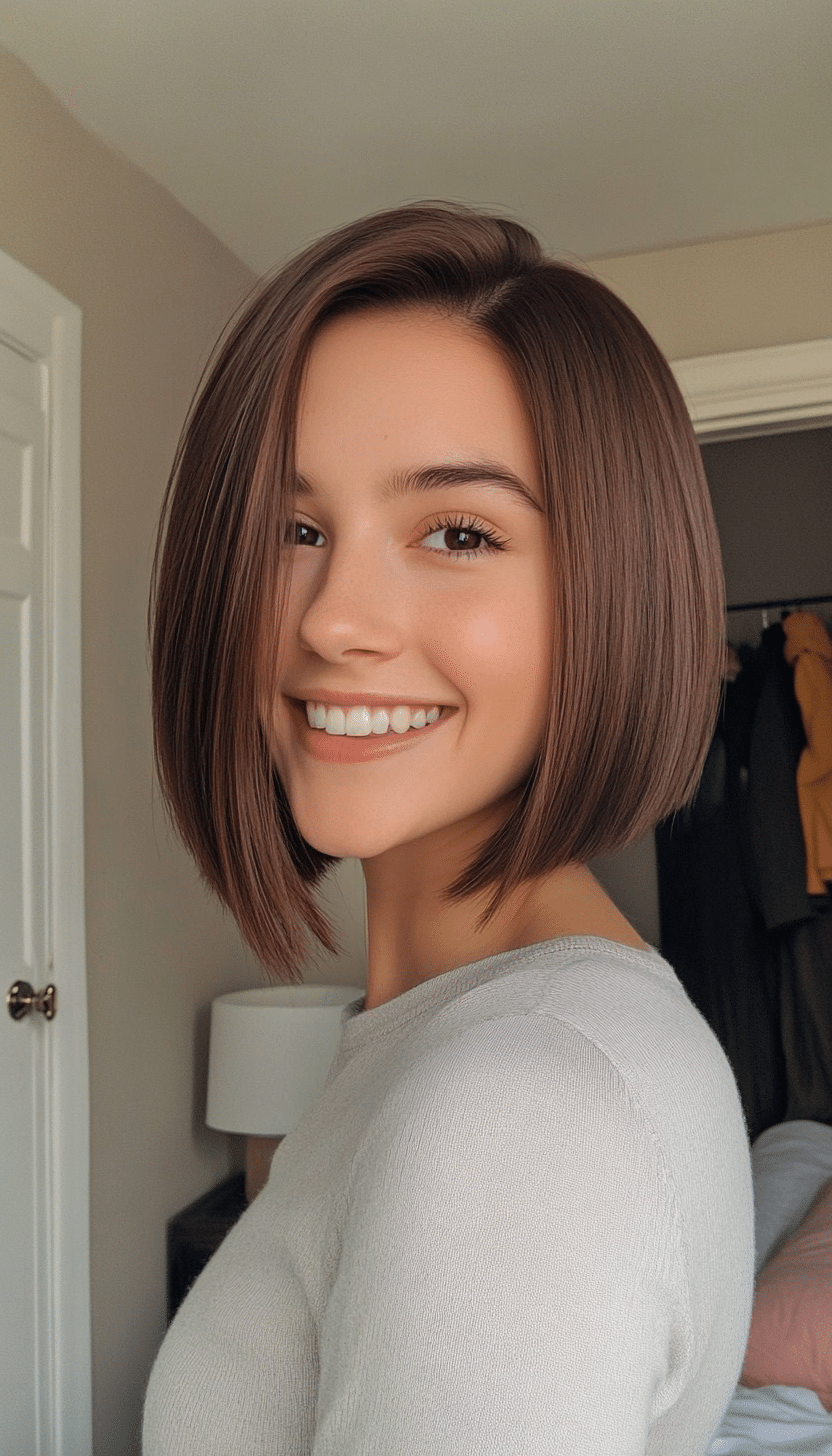 20. Jaw-Length Bob with Warm Cocoa Brown (Short Haircuts For Women With Straight Hair) - Short Haircuts For Women With Straight Hair