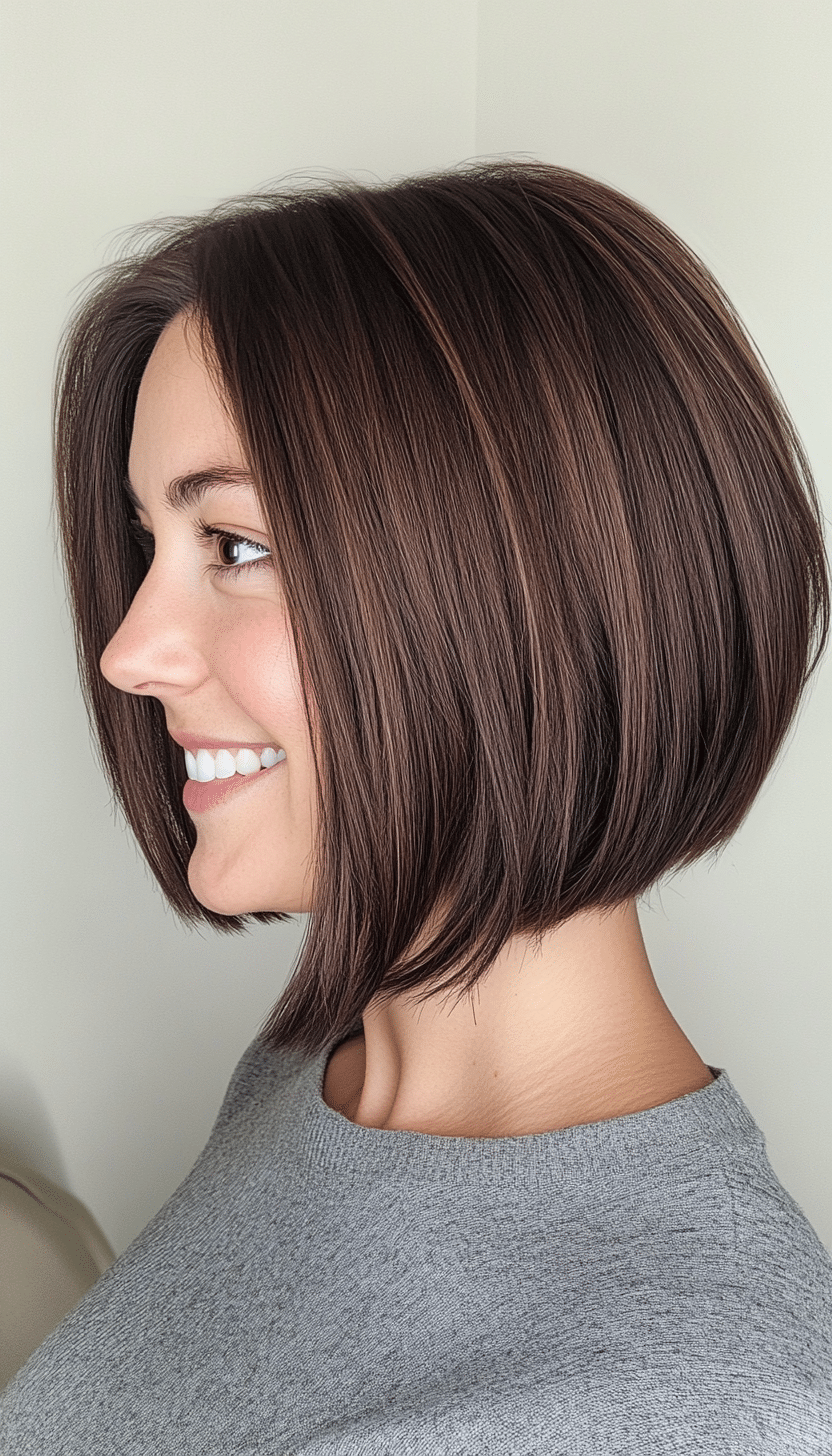 27. Layered Bob with Dark Hazelnut Brown (Short Haircuts For Women With Straight Hair) - Short Haircuts For Women With Straight Hair