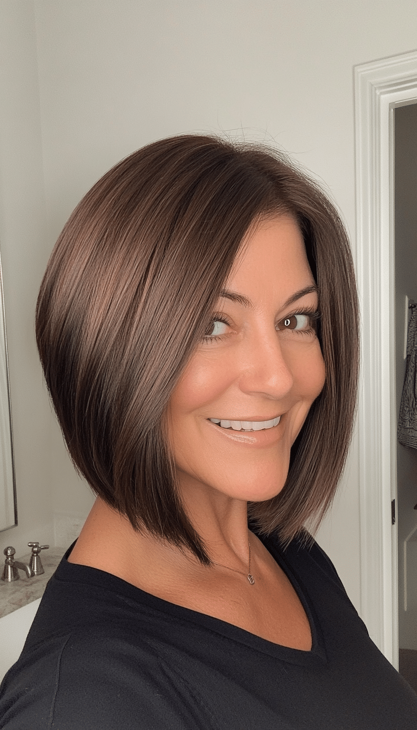2. Classic Angled Bob in Deep Espresso (Layered Bob Haircuts For Women Over 50) - Layered Bob Haircuts For Women Over 50