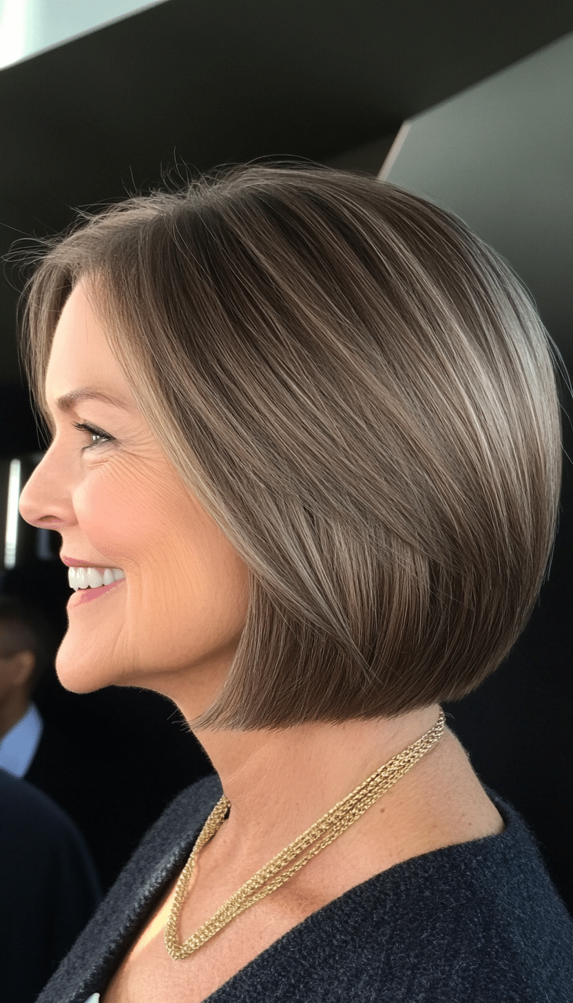 12. Tapered Neck-Length Bob in Ash Brown (Haircuts For Women Over 50 With Fine Hair) - Haircuts For Women Over 50 With Fine Hair