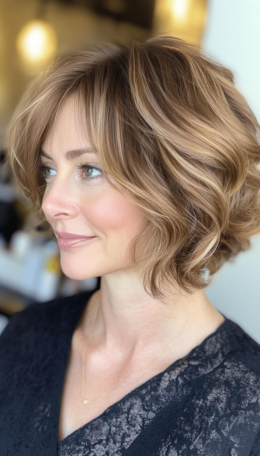 16. Short Curled Bob in Light Golden Brown (Haircuts For Women Over 50 With Fine Hair) - Haircuts For Women Over 50 With Fine Hair