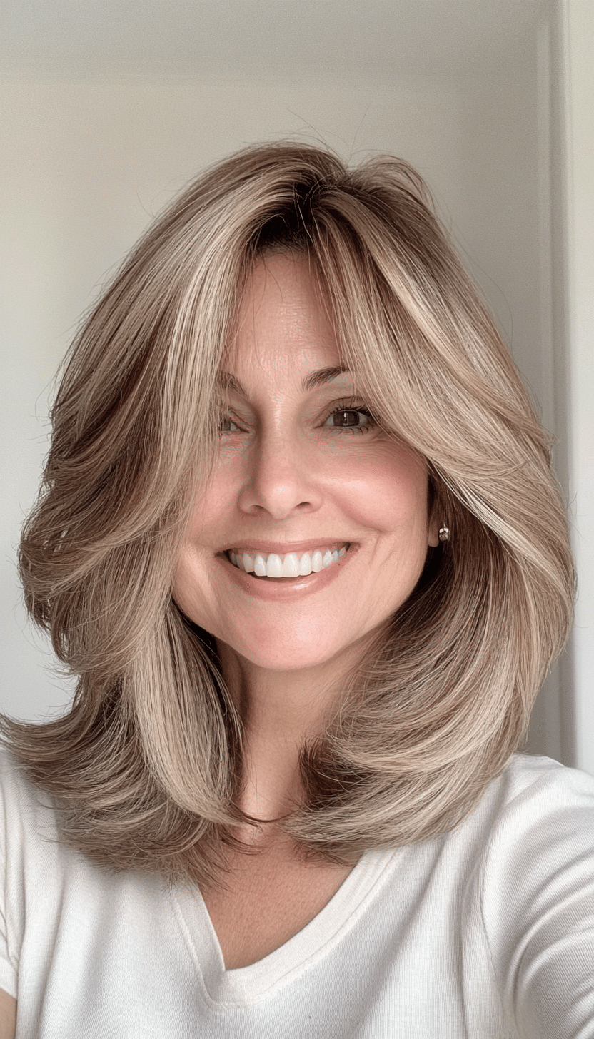 15. Sliced Lob in Natural Light Brown (Hairstyles For Women Over 50 With Thick Hair) - Hairstyles For Women Over 50 With Thick Hair