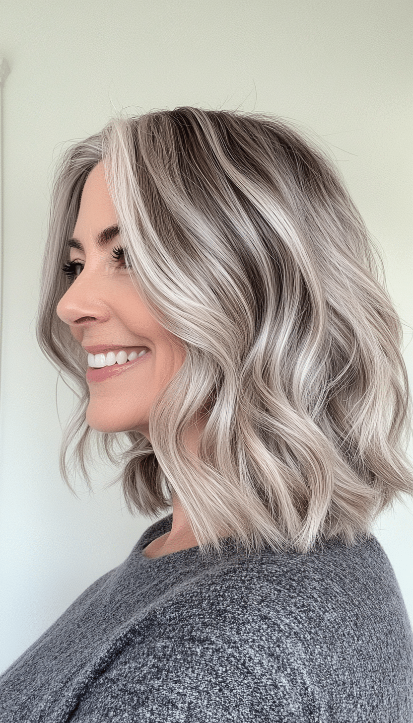 3. Wavy Shoulder-Length Cut in Salt-and-Pepper Blend (Medium Length Haircuts For Women Over 60) - Medium Length Haircuts For Women Over 60