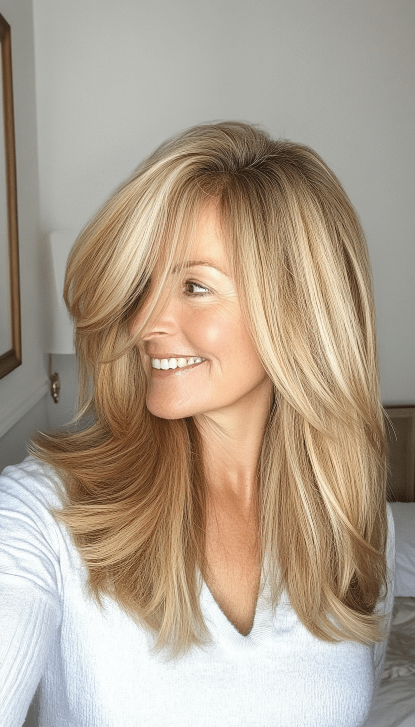 6. Face-Framing Layers in Light Golden Blonde (Medium Length Haircuts For Women Over 60) - Medium Length Haircuts For Women Over 60