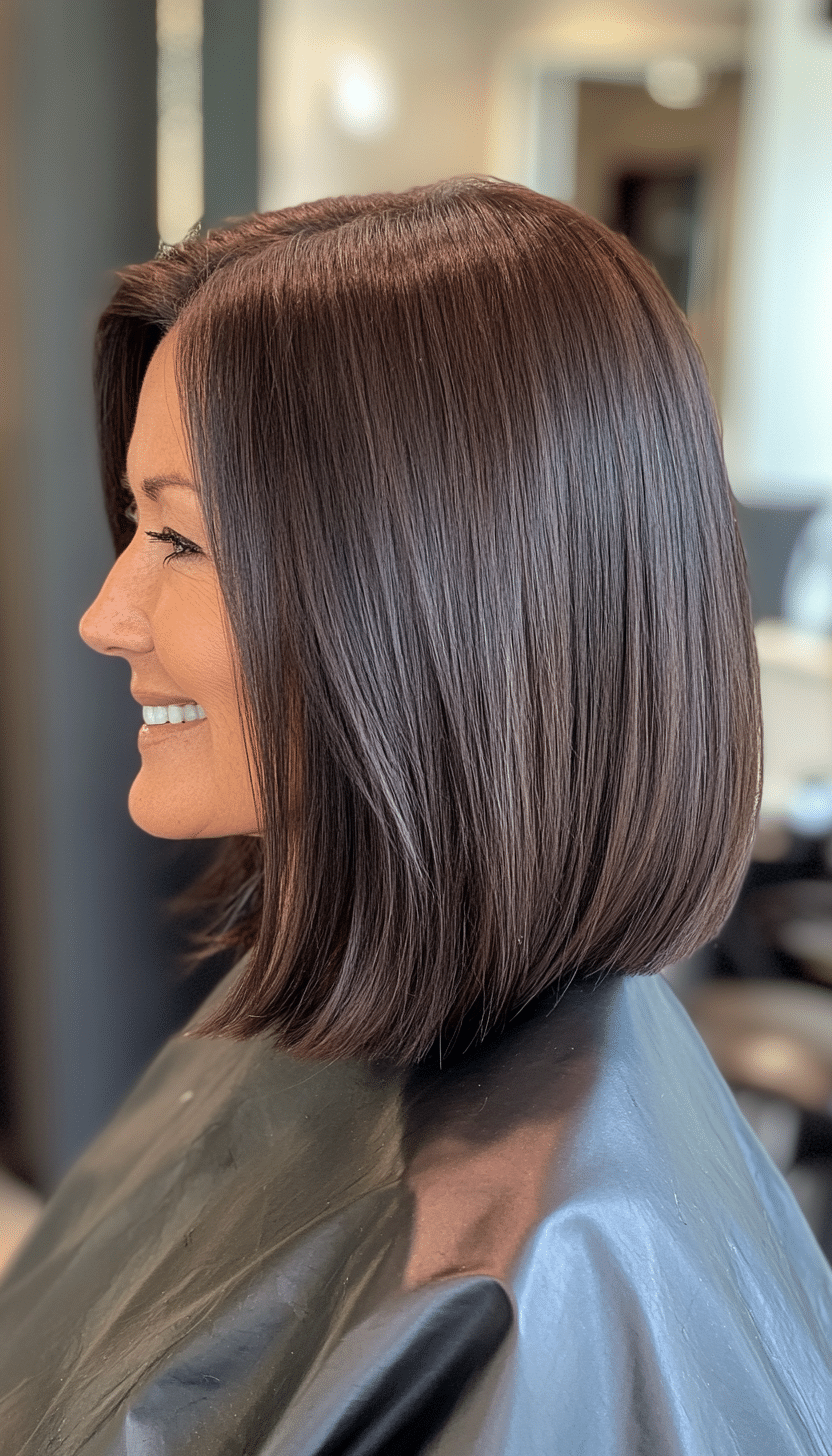 7. Shoulder-Grazing Blunt Cut in Deep Espresso (Medium Length Haircuts For Women Over 60) - Medium Length Haircuts For Women Over 60