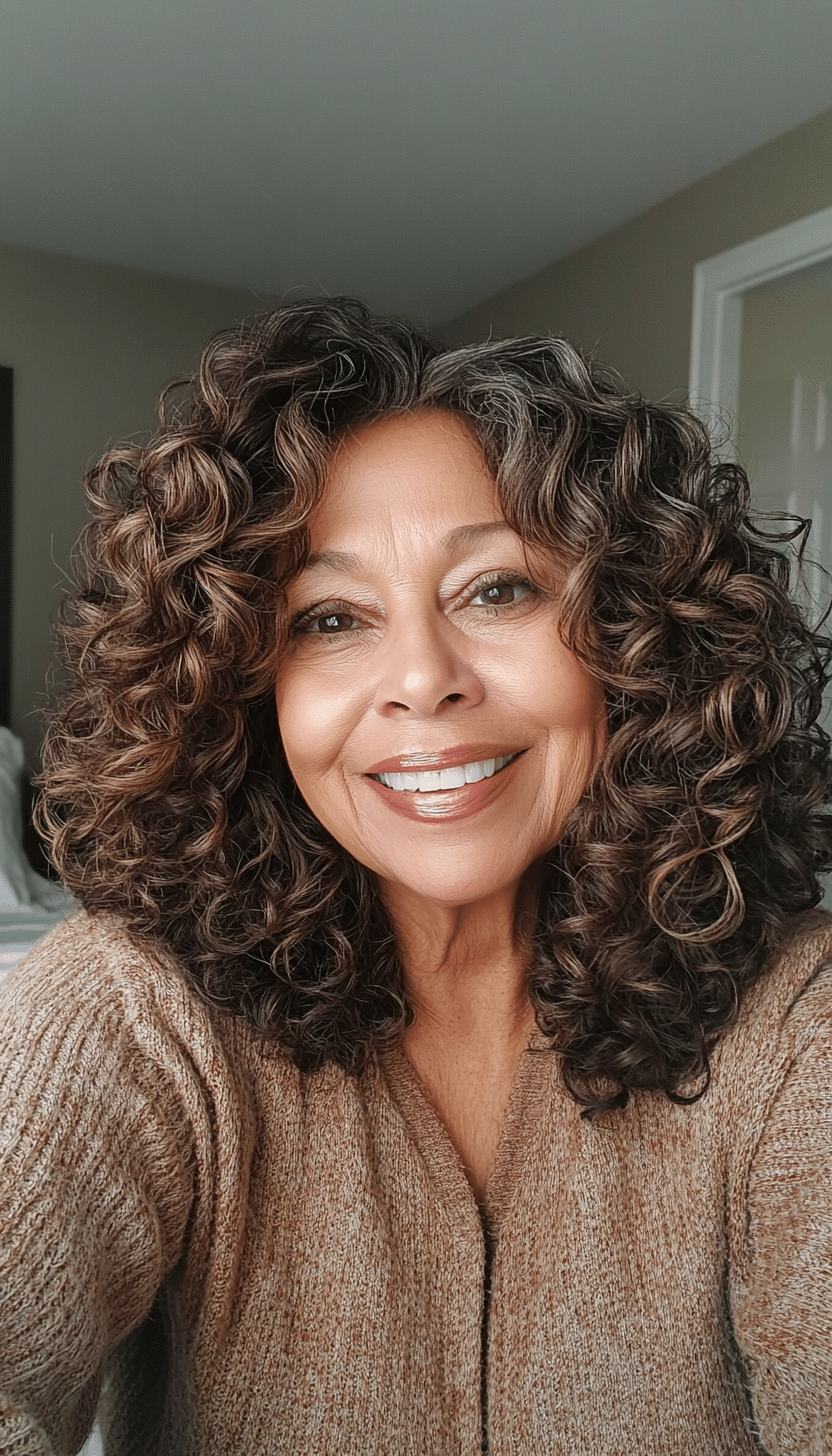 10. Curly Medium-Length Cut in Warm Mocha (Medium Length Haircuts For Women Over 60) - Medium Length Haircuts For Women Over 60