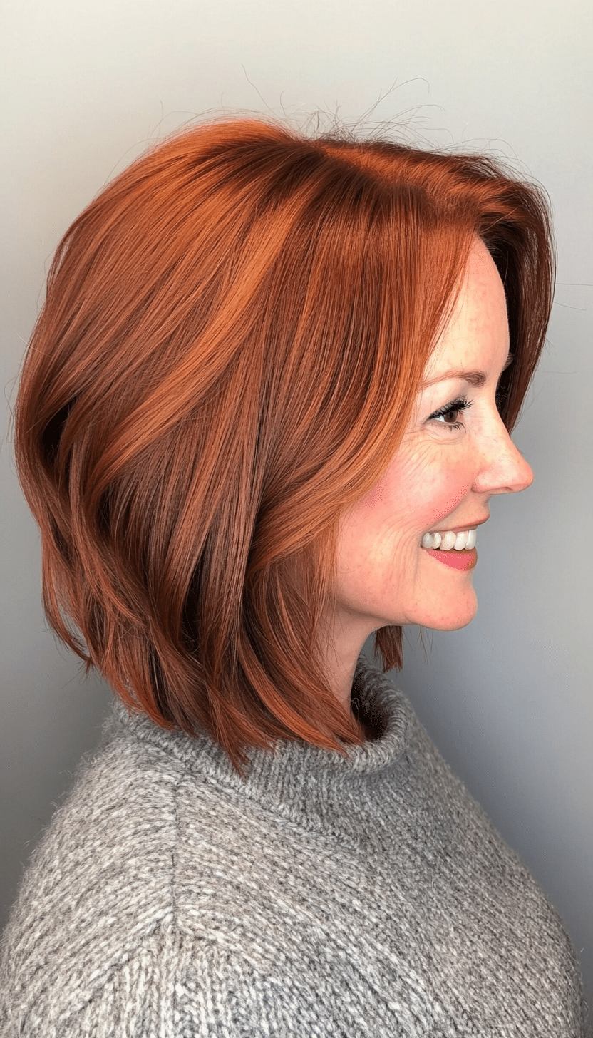 20. Soft Choppy Bob in Muted Auburn (Medium Length Haircuts For Women Over 60) - Medium Length Haircuts For Women Over 60