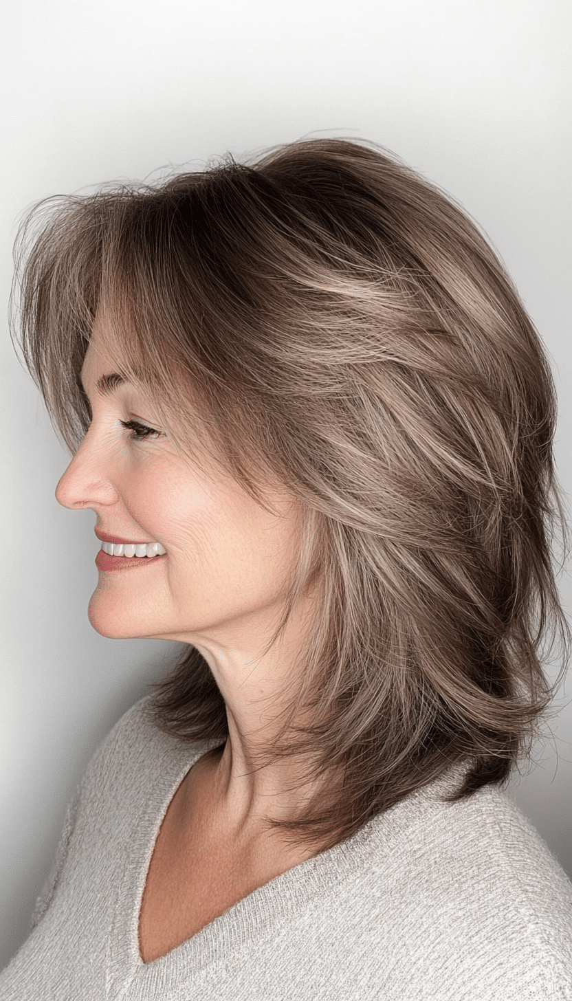 1. Feathered Shag in Soft Ash Brown (Shaggy Haircuts For Women Over 50) - Shaggy Haircuts For Women Over 50