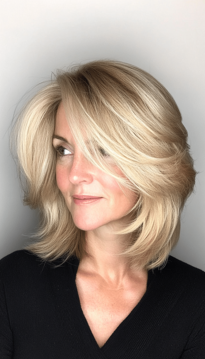 10. Softly Layered Bob Shag in Sandy Blonde (Shaggy Haircuts For Women Over 50) - Shaggy Haircuts For Women Over 50