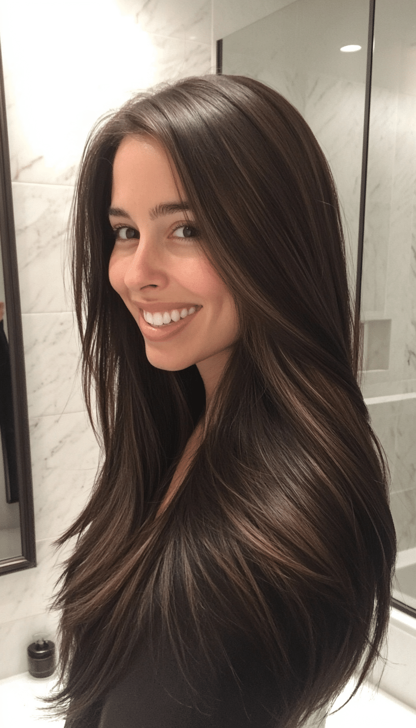 3. Long Subtle Layers in Dark Espresso (Layered Hairstyles For Thin Hair) - Layered Hairstyles For Thin Hair