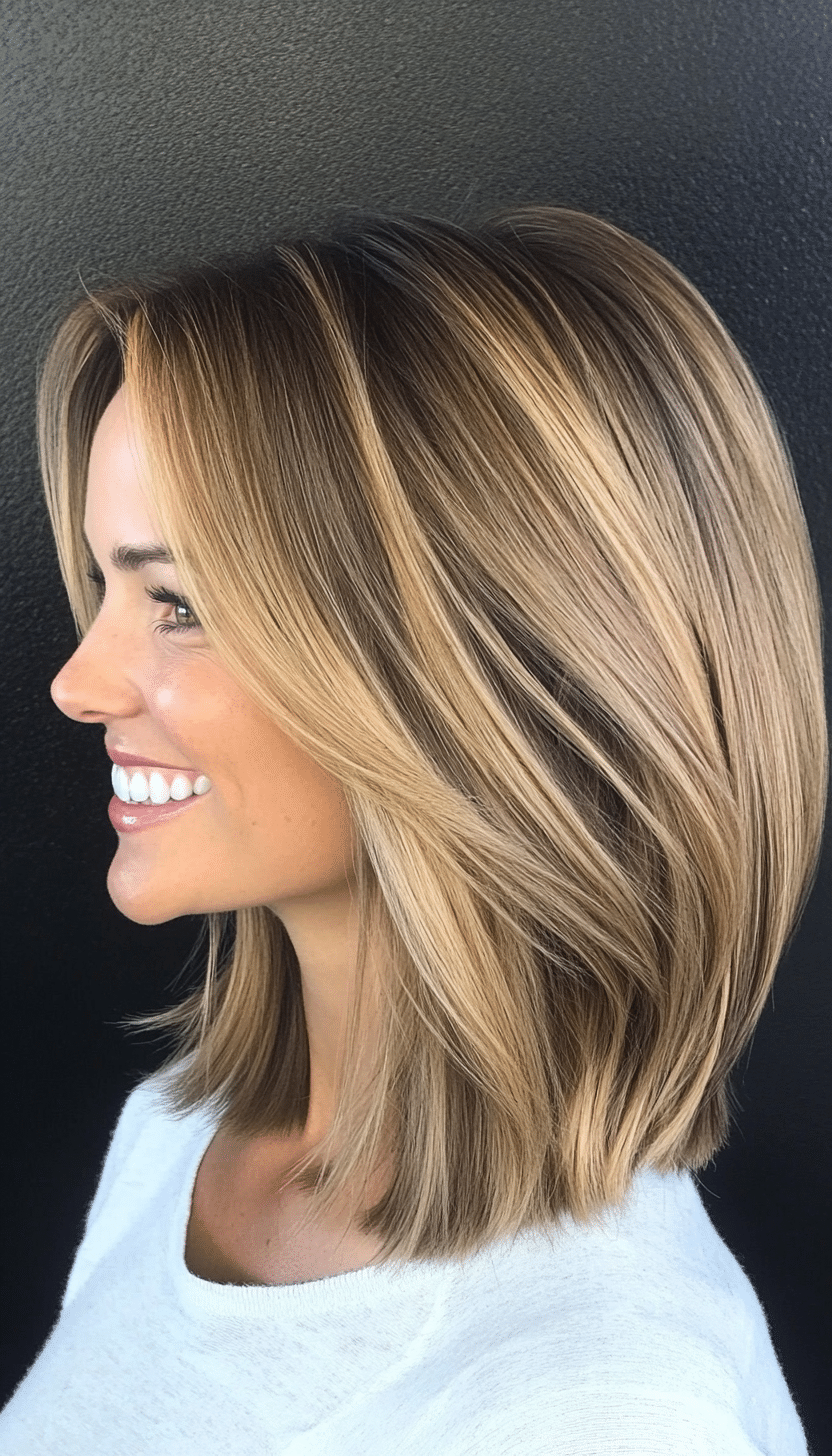 15. Angled Lob with Soft Layers in Dark Blonde (Layered Hairstyles For Thin Hair) - Layered Hairstyles For Thin Hair