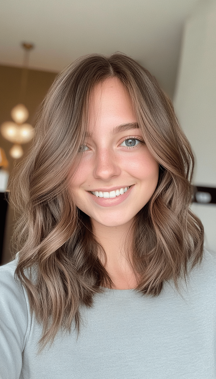 20. Subtle Layered Mid-Length Cut in Cool Dark Ash Brown (Layered Hairstyles For Thin Hair) - Layered Hairstyles For Thin Hair