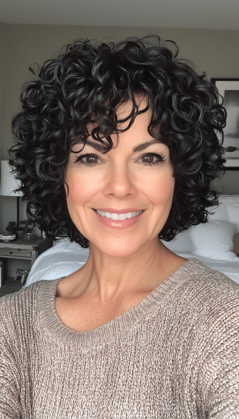 3. Tapered Curly Crop in Soft Black (Short Curly Haircuts For Older Women) - Short Curly Haircuts For Older Women