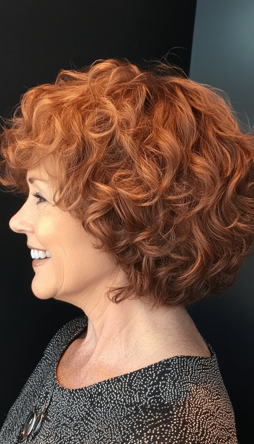 5. Classic Curly Shag in Warm Auburn (Short Curly Haircuts For Older Women) - Short Curly Haircuts For Older Women