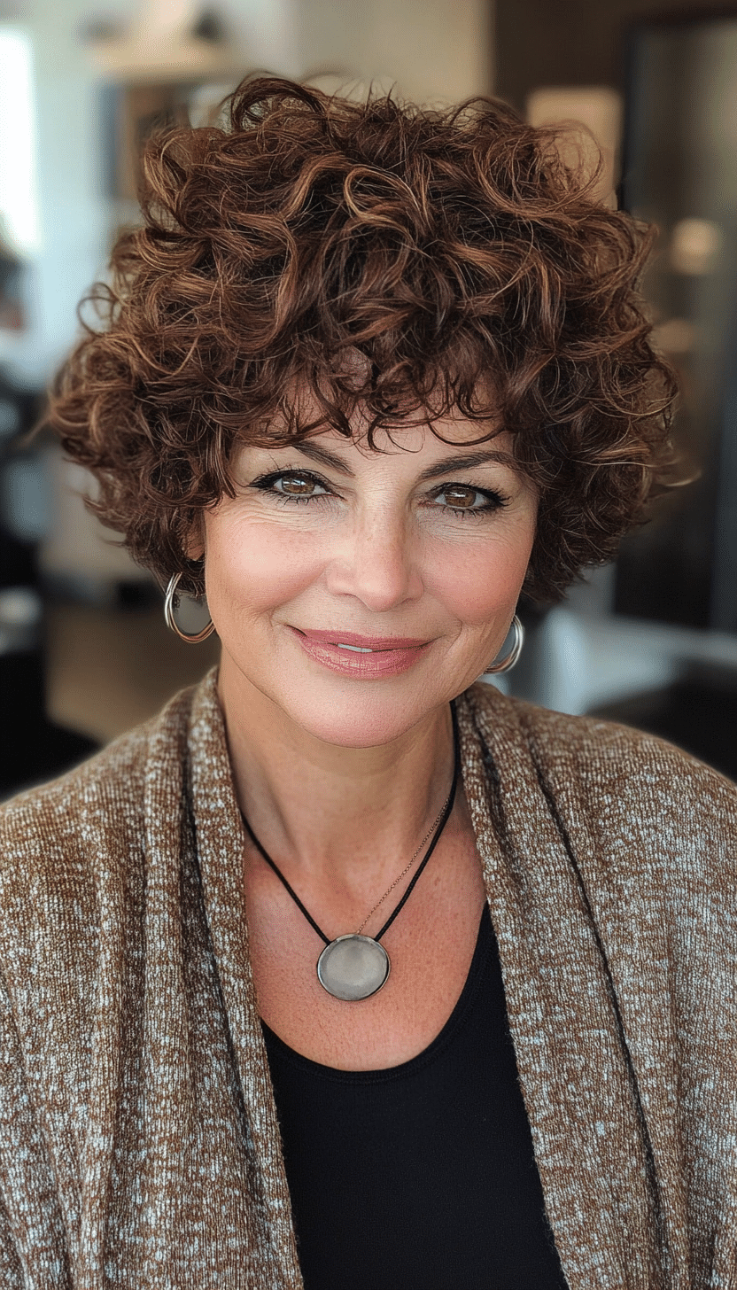 24. Classic Short Coily Cut in Espresso Brown (Short Curly Haircuts For Older Women) - Short Curly Haircuts For Older Women