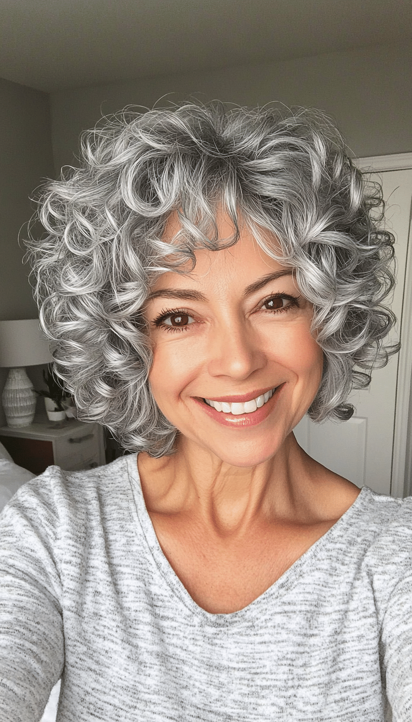26. Rounded Curly Pixie in Natural Silver (Short Curly Haircuts For Older Women) - Short Curly Haircuts For Older Women