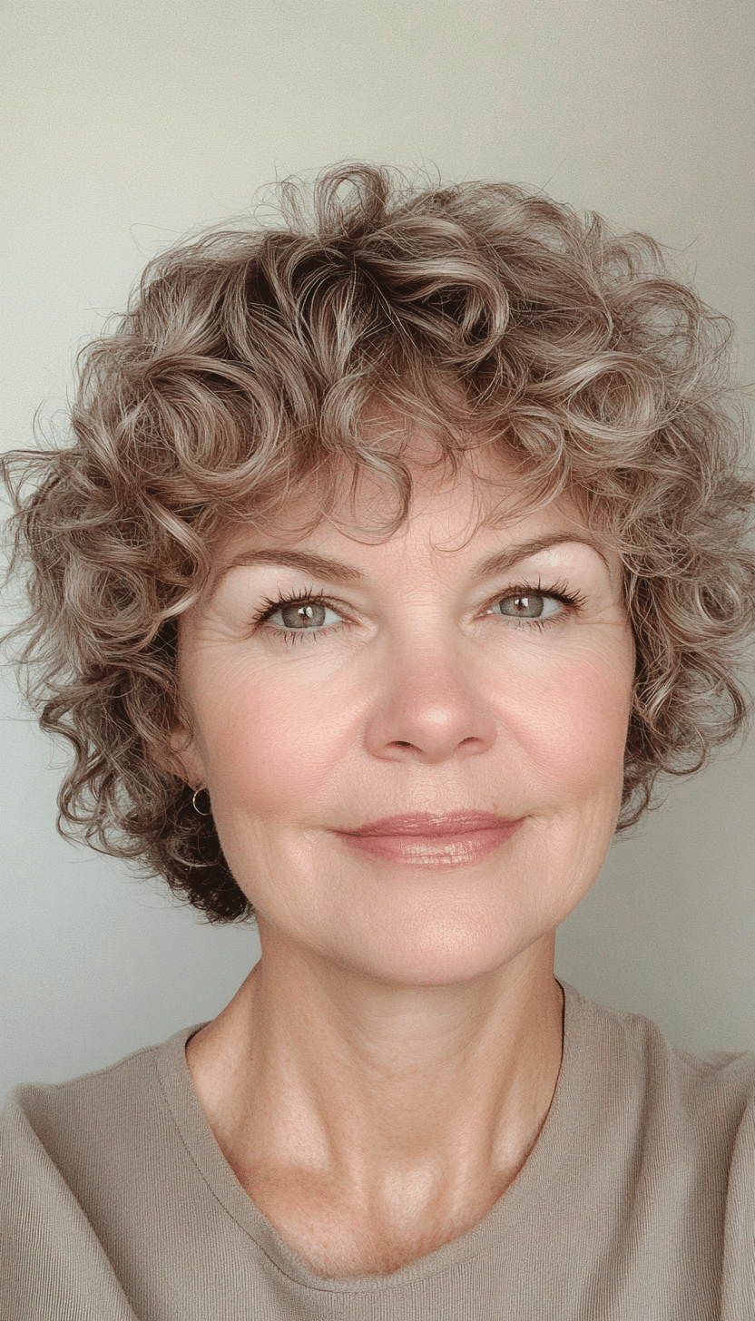 27. Wispy Curly Crop in Light Mocha (Short Curly Haircuts For Older Women) - Short Curly Haircuts For Older Women