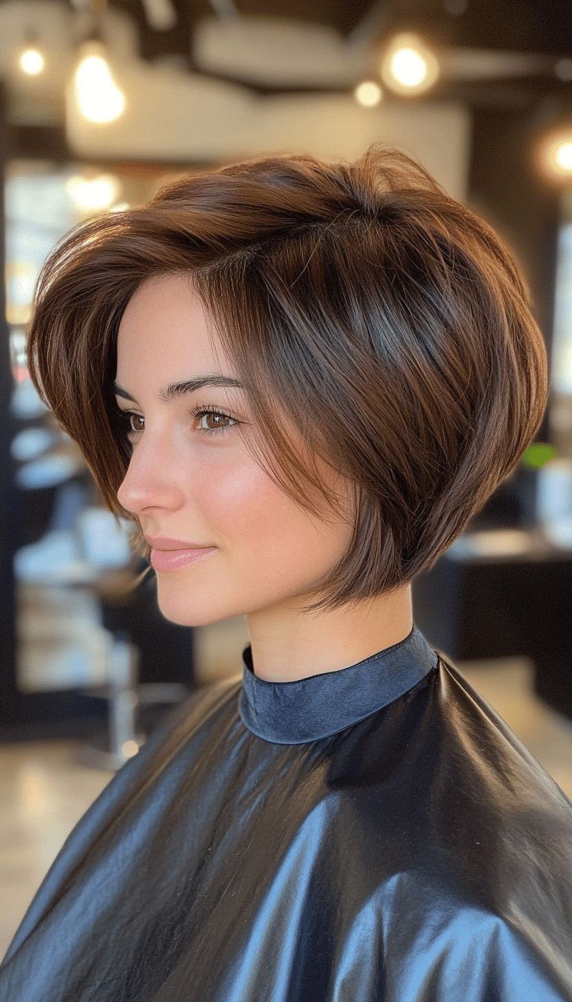 1. Soft Layered Pixie Bob in Warm Brunette (Pixie Bob Haircut Ideas) - Pixie Bob Haircut Ideas