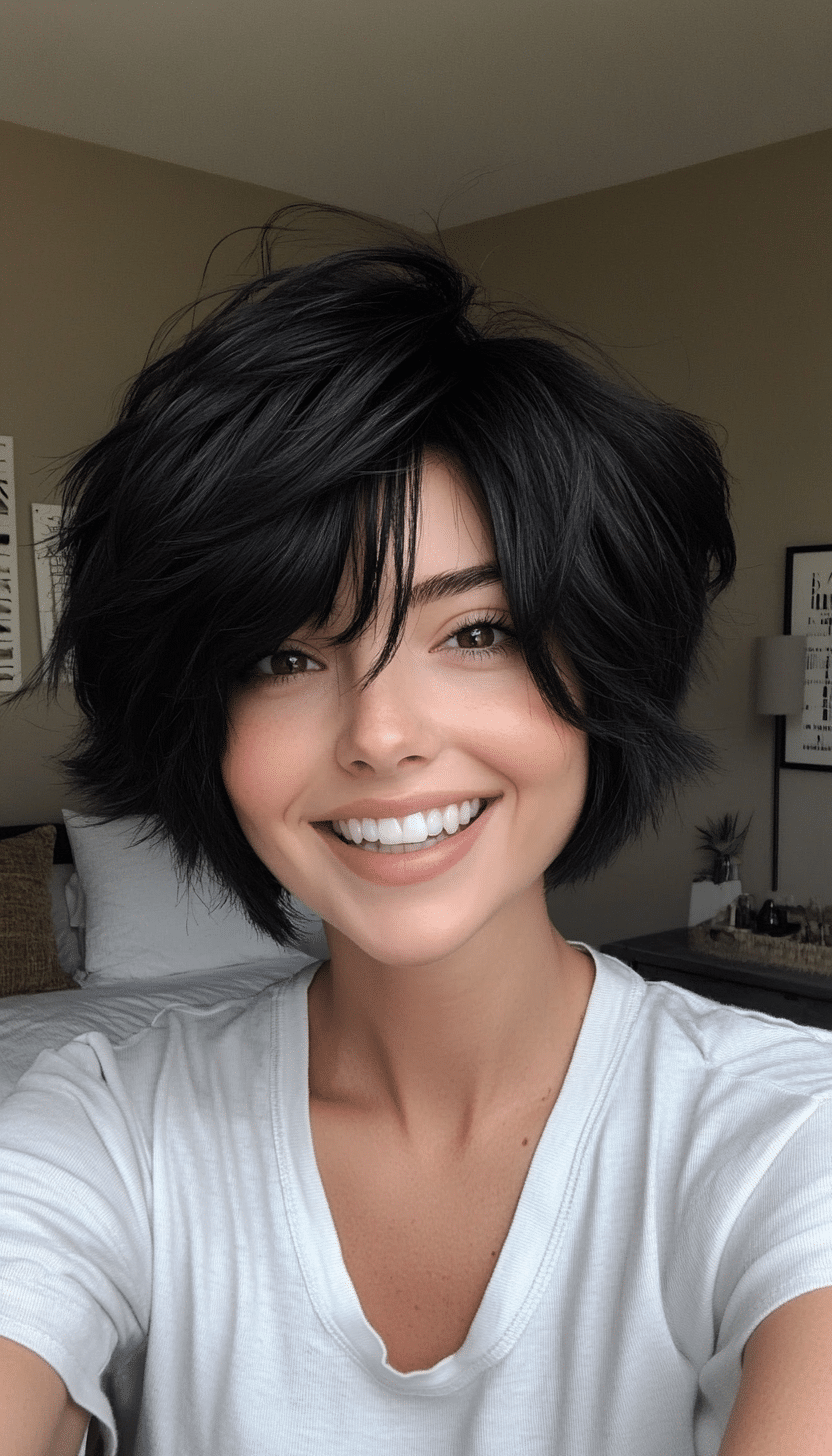 2. Textured Pixie Bob in Deep Black (Pixie Bob Haircut Ideas) - Pixie Bob Haircut Ideas