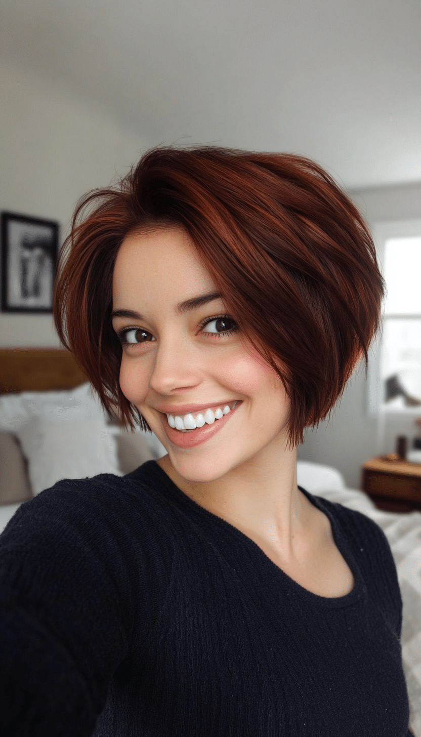 16. Tapered Pixie Bob in Dark Auburn (Pixie Bob Haircut Ideas) - Pixie Bob Haircut Ideas