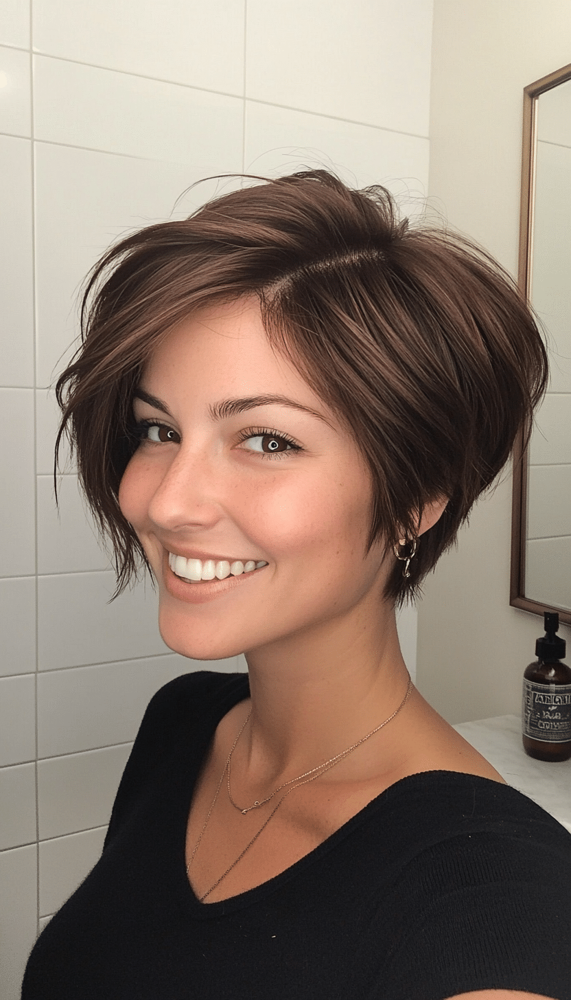 21. Disconnected Pixie Bob in Deep Brunette (Pixie Bob Haircut Ideas) - Pixie Bob Haircut Ideas