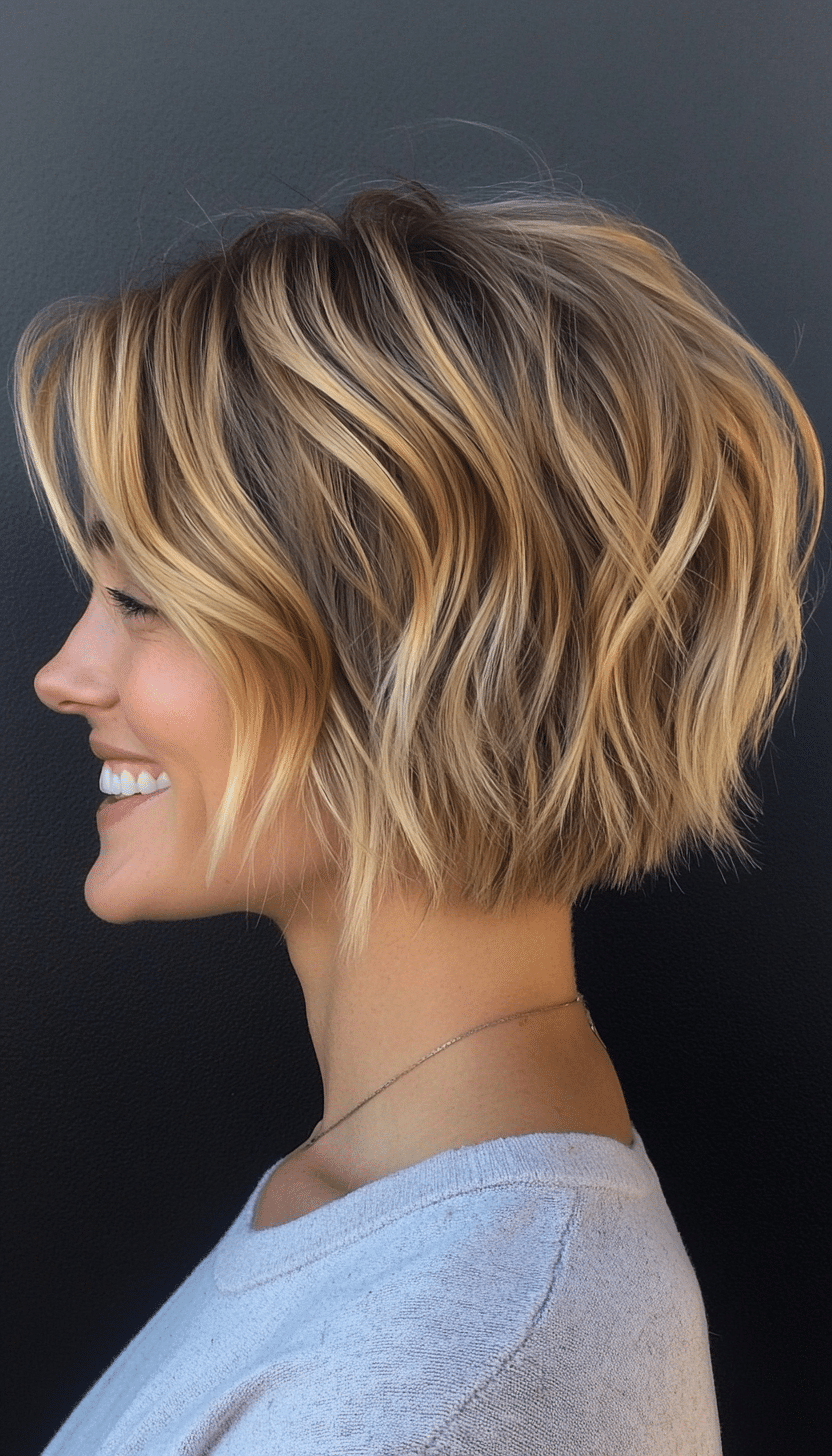 23. Undone Wavy Pixie Bob in Wheat Blonde (Pixie Bob Haircut Ideas) - Pixie Bob Haircut Ideas
