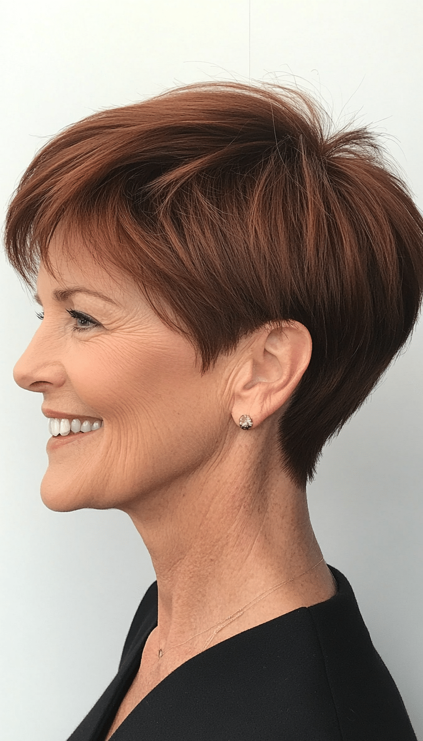 2. Classic Chestnut Pixie (Short Pixie Haircuts For Women Over 60) - Short Pixie Haircuts For Women Over 60