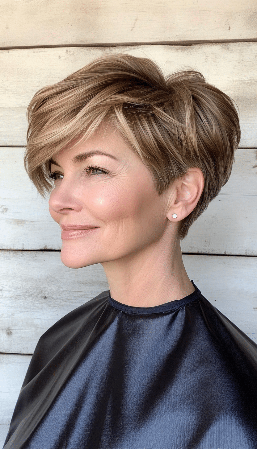 7. Tapered Caramel Blonde Pixie (Short Pixie Haircuts For Women Over 60) - Short Pixie Haircuts For Women Over 60