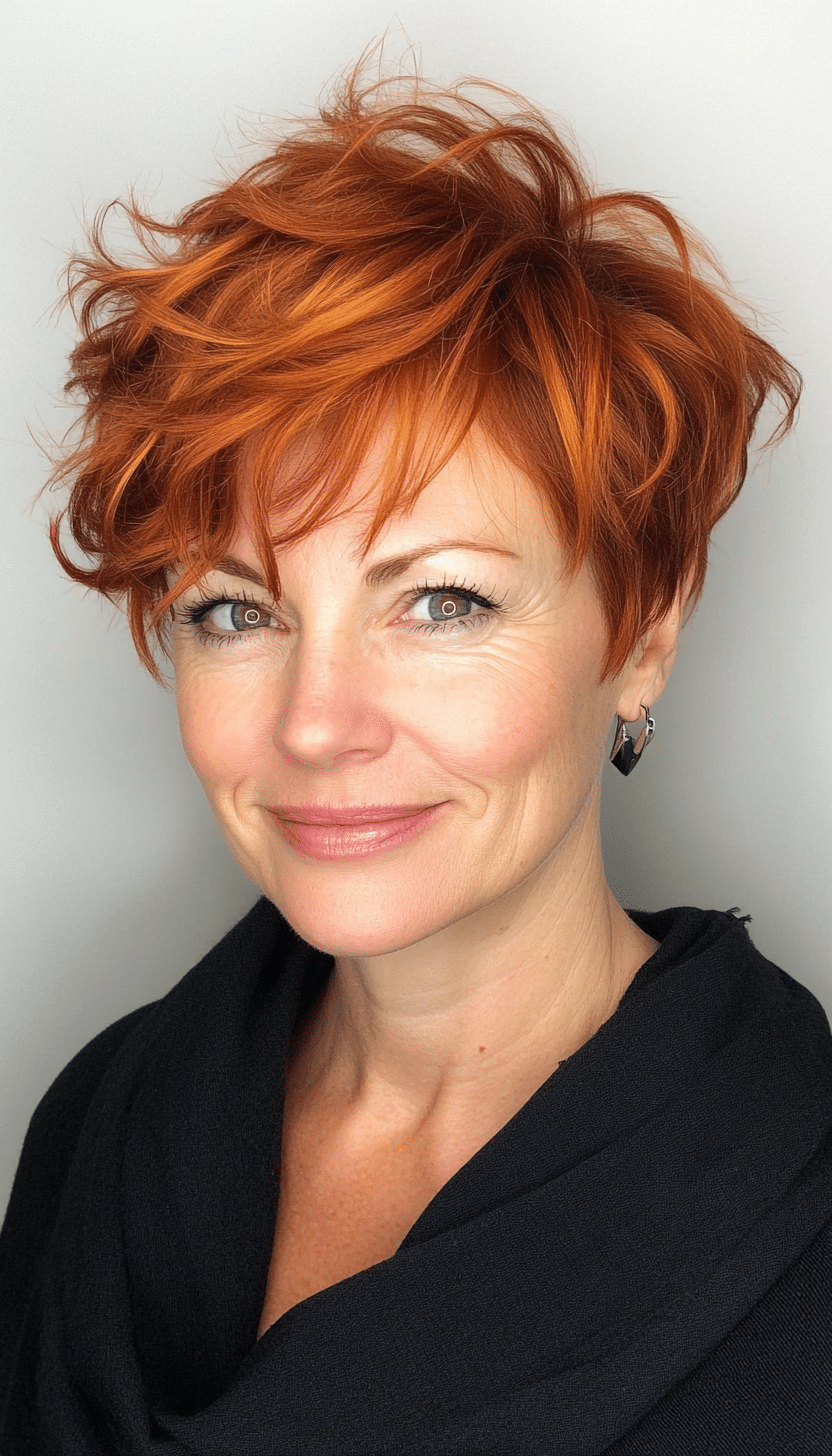 9. Choppy Auburn Pixie (Short Pixie Haircuts For Women Over 60) - Short Pixie Haircuts For Women Over 60