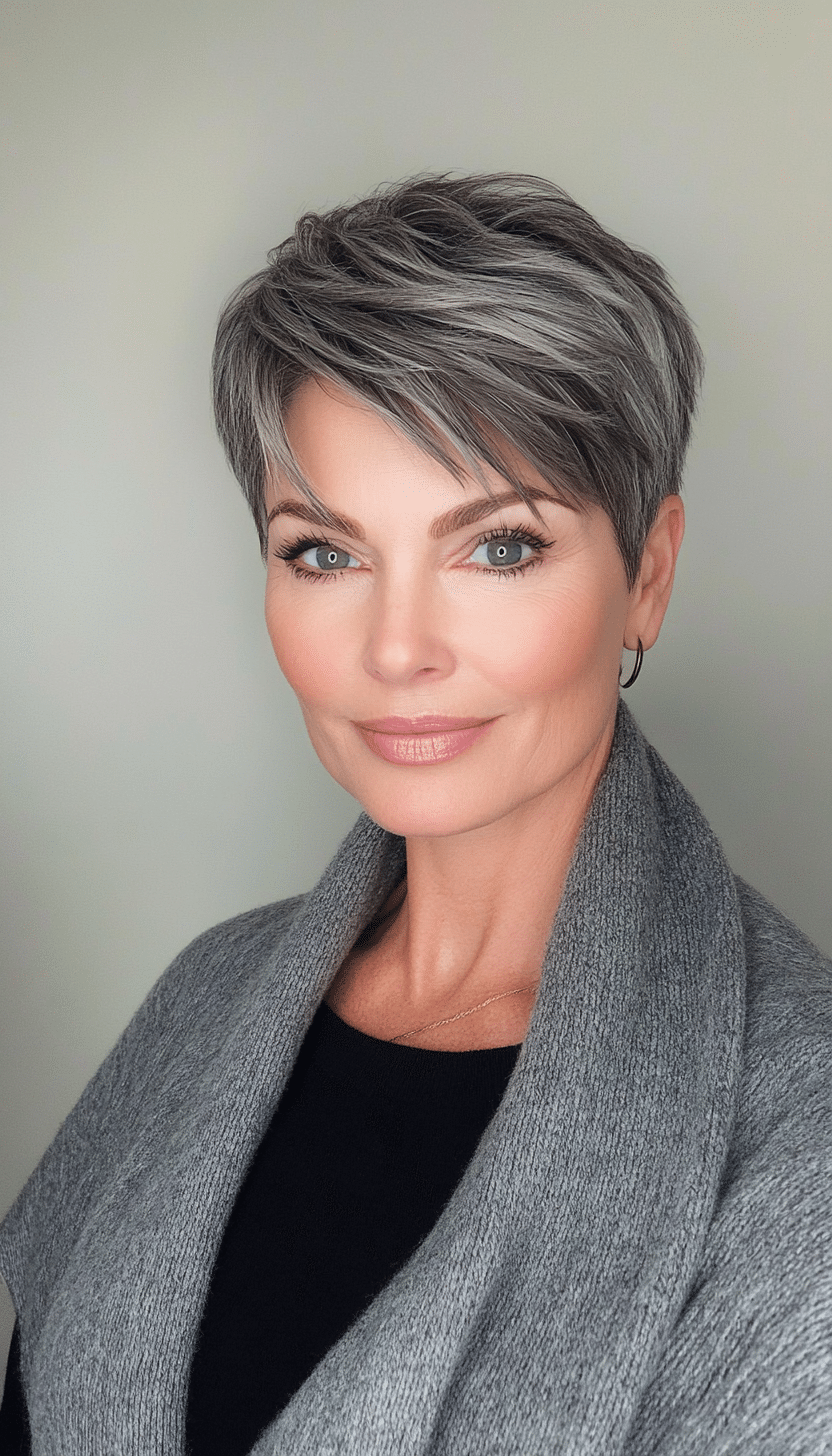 14. Short Charcoal Gray Pixie (Short Pixie Haircuts For Women Over 60) - Short Pixie Haircuts For Women Over 60