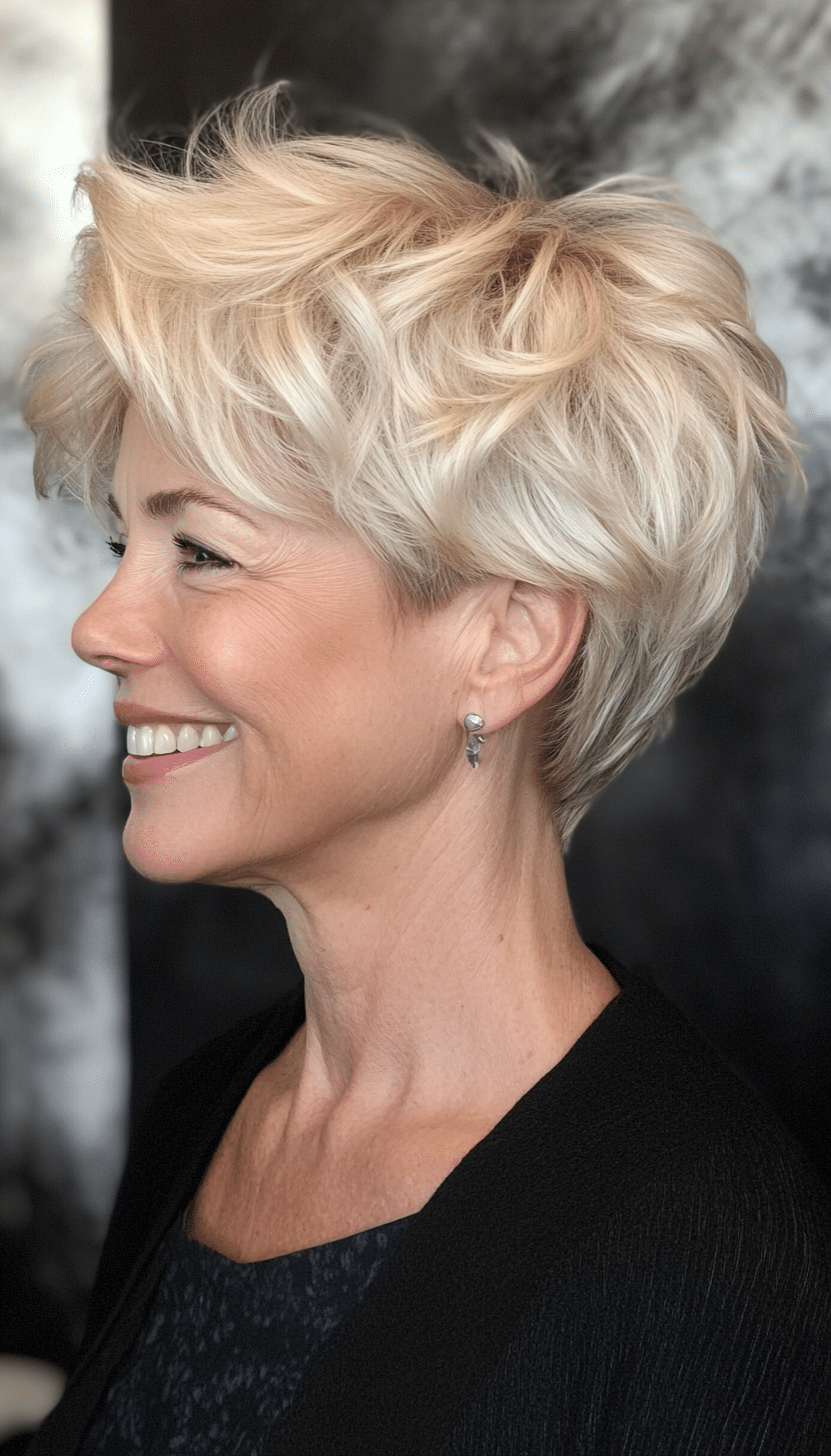 15. Tousled Honey Blonde Pixie (Short Pixie Haircuts For Women Over 60) - Short Pixie Haircuts For Women Over 60