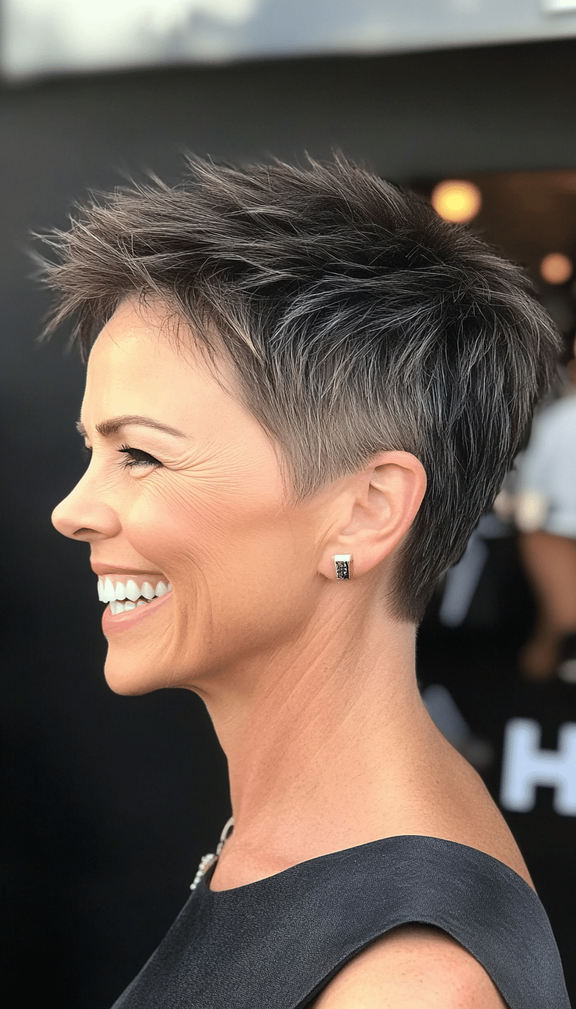 16. Edgy Dark Ash Brown Pixie (Short Pixie Haircuts For Women Over 60) - Short Pixie Haircuts For Women Over 60