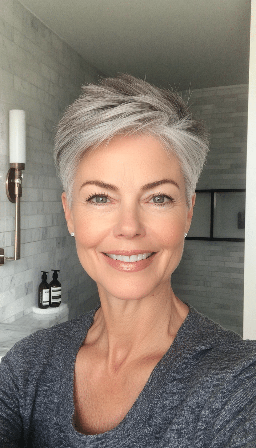 22. Grown-Out Ash Gray Pixie (Short Pixie Haircuts For Women Over 60) - Short Pixie Haircuts For Women Over 60