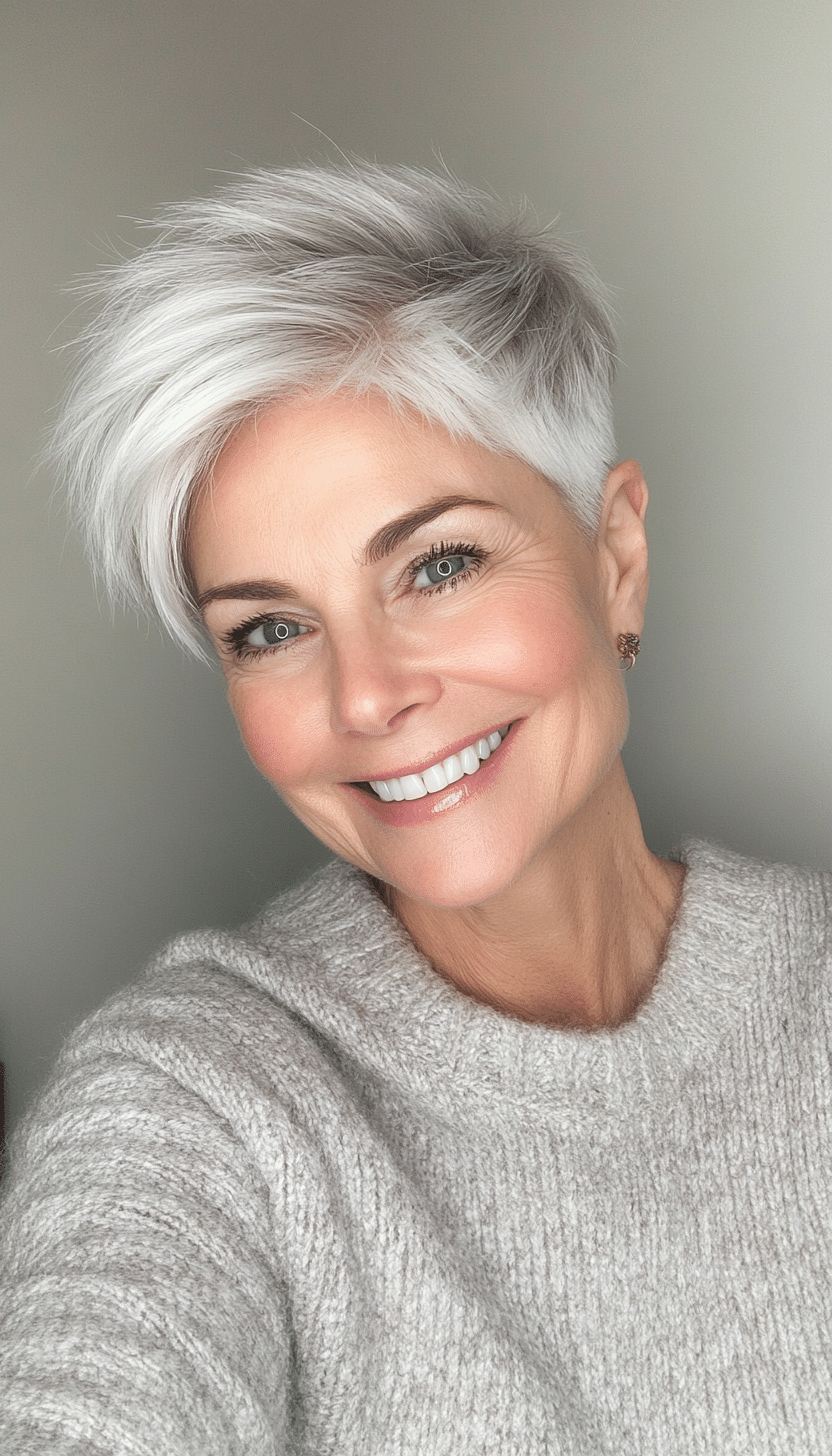 25. Pixie with Icy White Babylights (Short Pixie Haircuts For Women Over 60) - Short Pixie Haircuts For Women Over 60