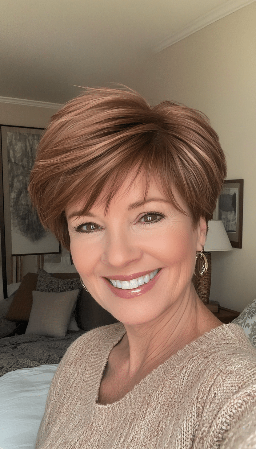 1. Soft Layered Pixie in Chestnut Brown (Short Pixie Haircuts For Older Women) - Short Pixie Haircuts For Older Women