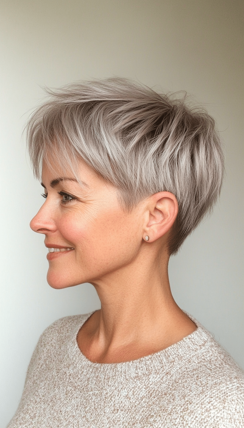 5. Choppy Pixie in Natural Ash Brown (Short Pixie Haircuts For Older Women) - Short Pixie Haircuts For Older Women