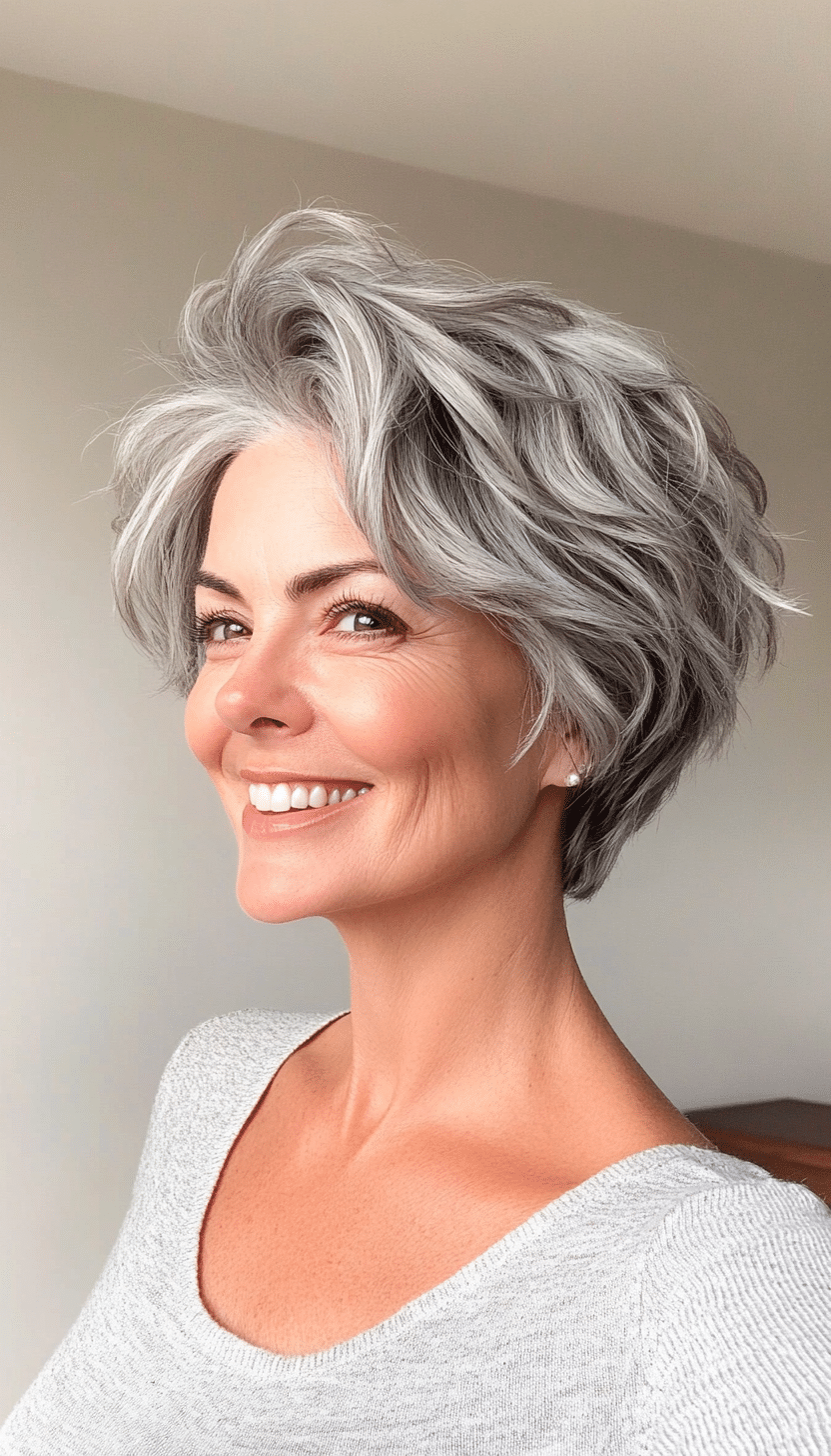 11. Tousled Pixie in Dimensional Grey (Short Pixie Haircuts For Older Women) - Short Pixie Haircuts For Older Women
