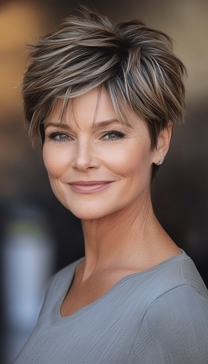 19. Soft Blended Pixie in Warm Mocha Brown (Short Pixie Haircuts For Older Women) - Short Pixie Haircuts For Older Women